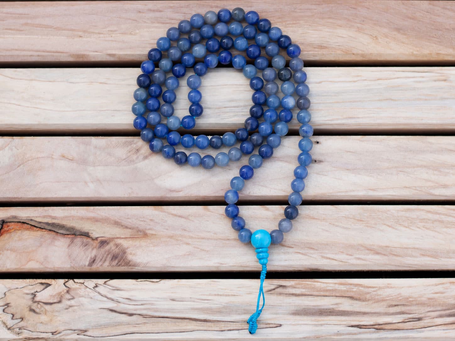 Blue Aventurine Mala 108 Beads with Turquoise Guru Bead