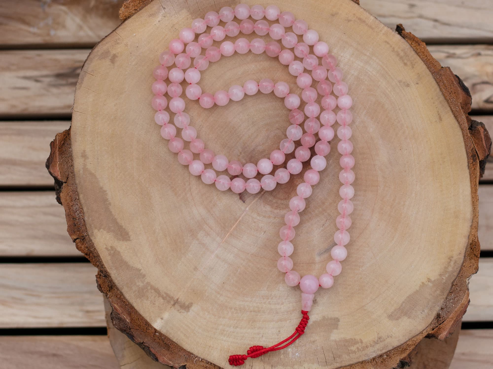 Rose Quartz Mala 108 Beads 8mm with Rose Quartz Guru Bead