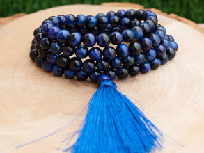 Blue Tiger Eye Tassel Mala