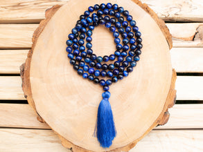 Blue Tiger Eye Tassel Mala