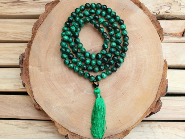 Green Tiger Eye Tassel Mala