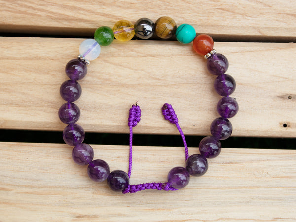 Amethyst Seven Chakra Bracelet