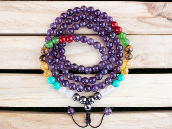 Amethyst Seven Chakra Mala