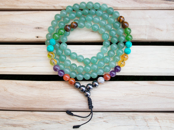 Green Aventurine Seven Chakra Mala