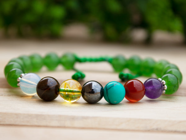 Green Jade Seven Chakra Bracelet