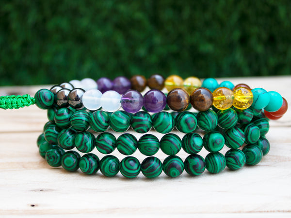 Malachite Seven Chakra Mala