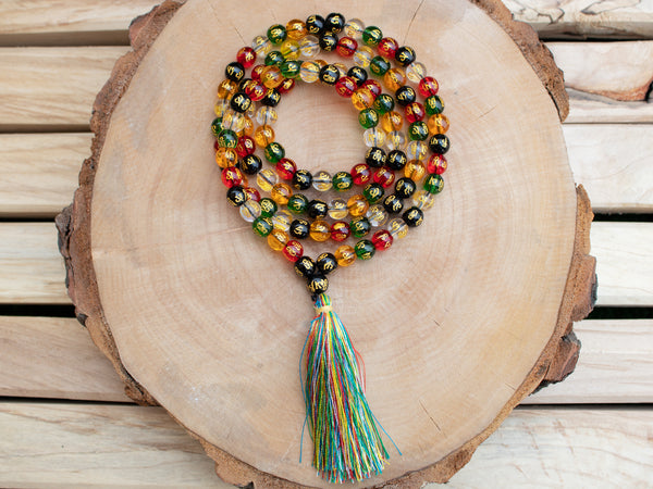 Mix Mantra Carved Tassel Mala