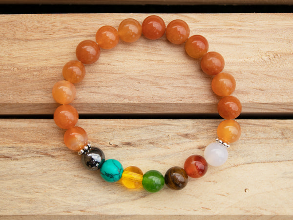 Mix Carnelian Seven Chakra Bracelet