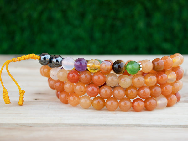 Seven Chakra Mix Carnelian Mala