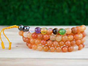 Seven Chakra Mix Carnelian Mala