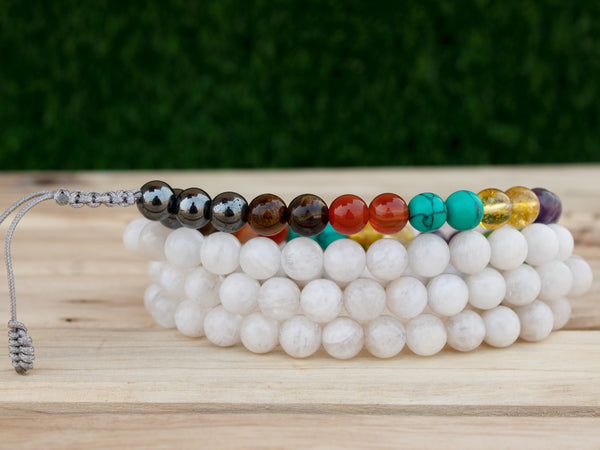 Seven Chakra Moonstone Mala