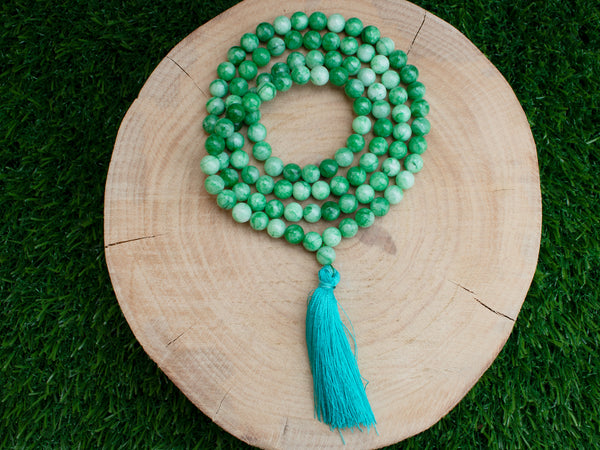 Green Emerald Jade Tassel Mala