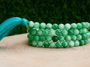 Green Emerald Jade Tassel Mala