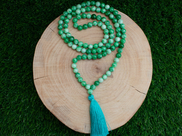 Green Emerald Jade Tassel Mala