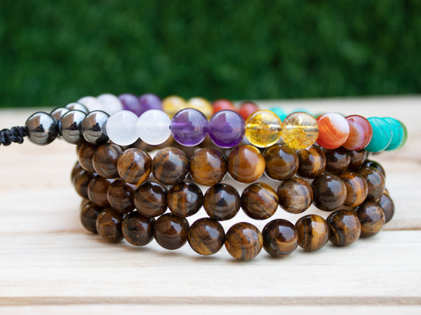 Tiger Eye Seven Chakra Mala